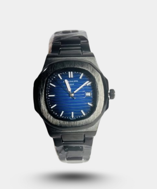 Patek Philippe Genève Nautilus Black Strap with Black & Deep Blue Dial