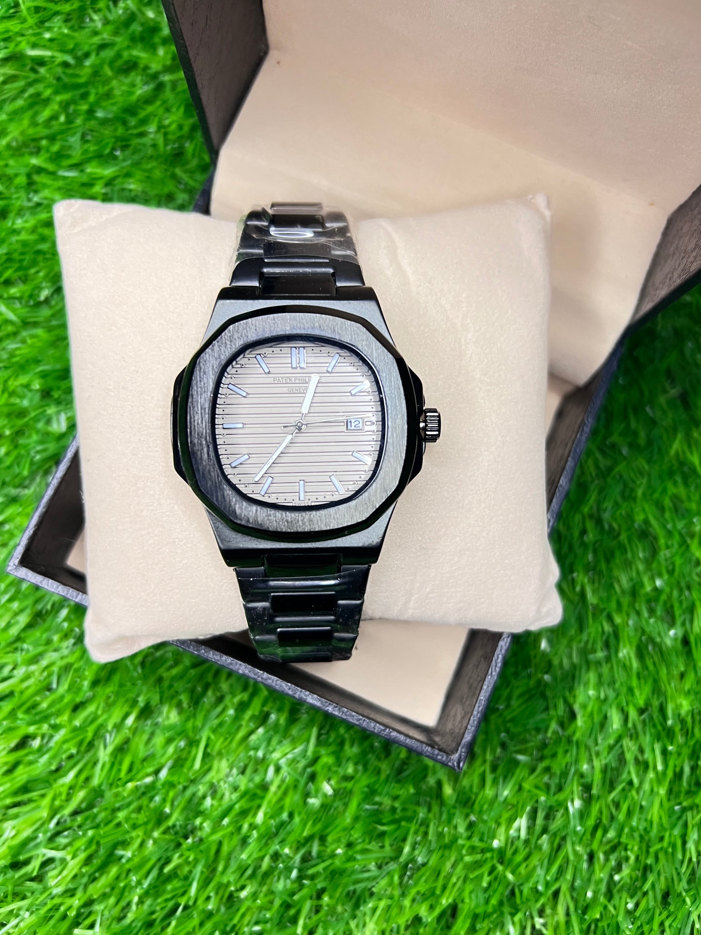 Patek Philippe Nautilus Black Strap with Champagne-Taupe Dial